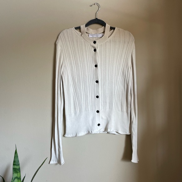 proenza schouler halter cardigan white label cream color size large - Picture 4 of 5